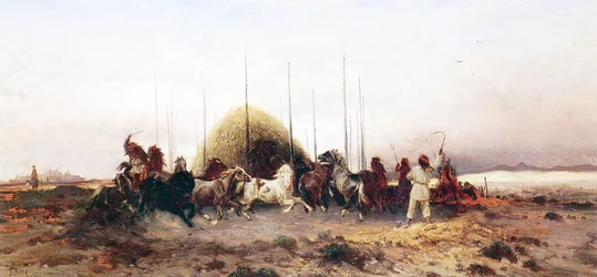 Weizen dreschen, New Mexico, ca. 1883